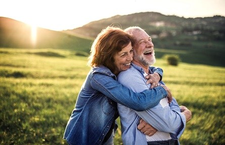 Happy couple in the mountains 