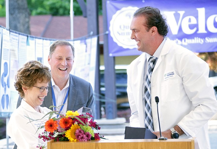 Marcia Nelson being honored at the Quality Summit