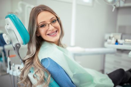 woman in a dentist chair