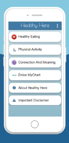 A screenshot of the Healthy Here app