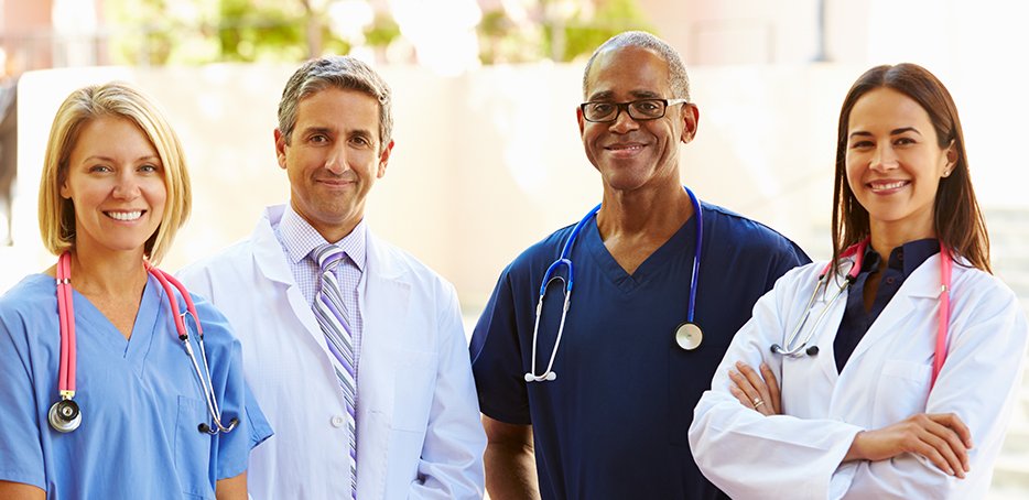 A group of smiling caregivers