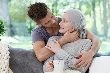 Young cancer patient with husband 